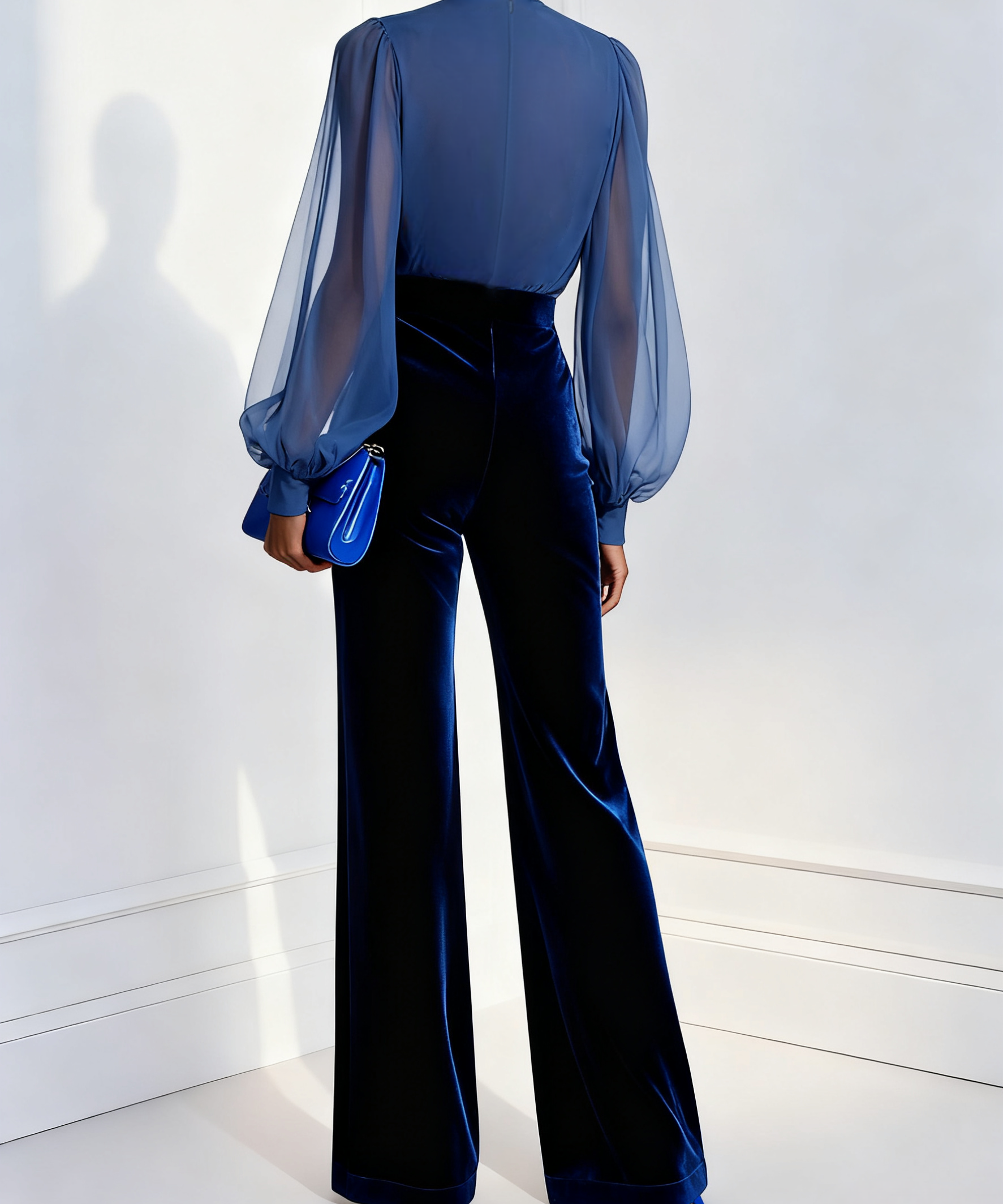 Jumpsuit "Rosa" – Blauw met V-Hals