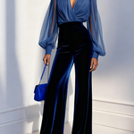 Jumpsuit "Rosa" – Blauw met V-Hals