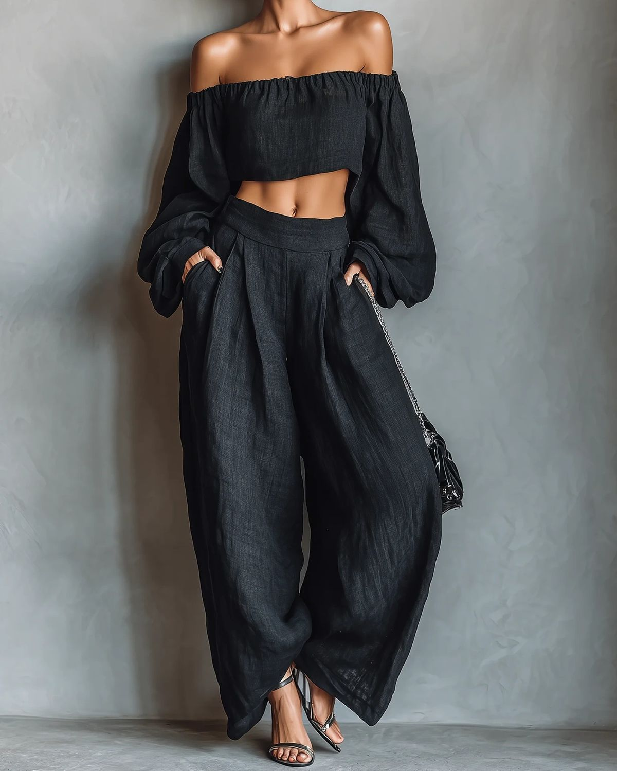 Off-Shoulder Set "Svenja" – Met Wijde Broek