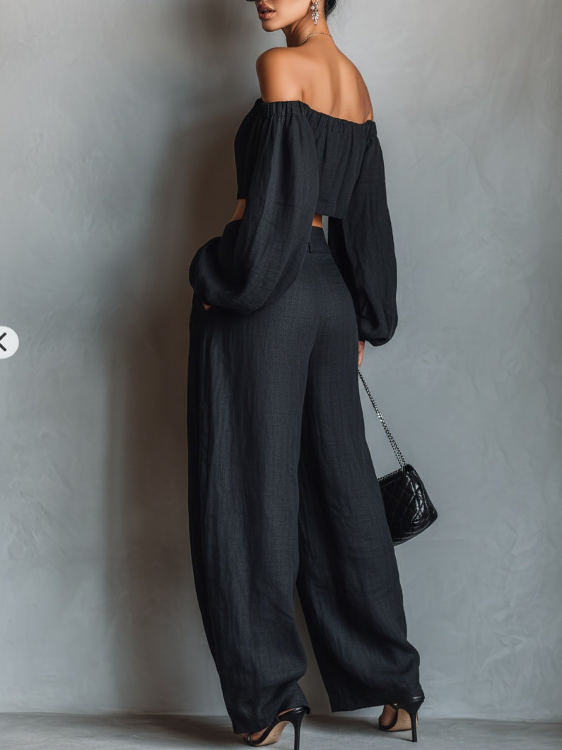 Off-Shoulder Set "Svenja" – Met Wijde Broek