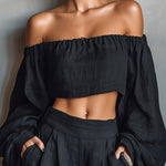 Off-Shoulder Set "Svenja" – Met Wijde Broek