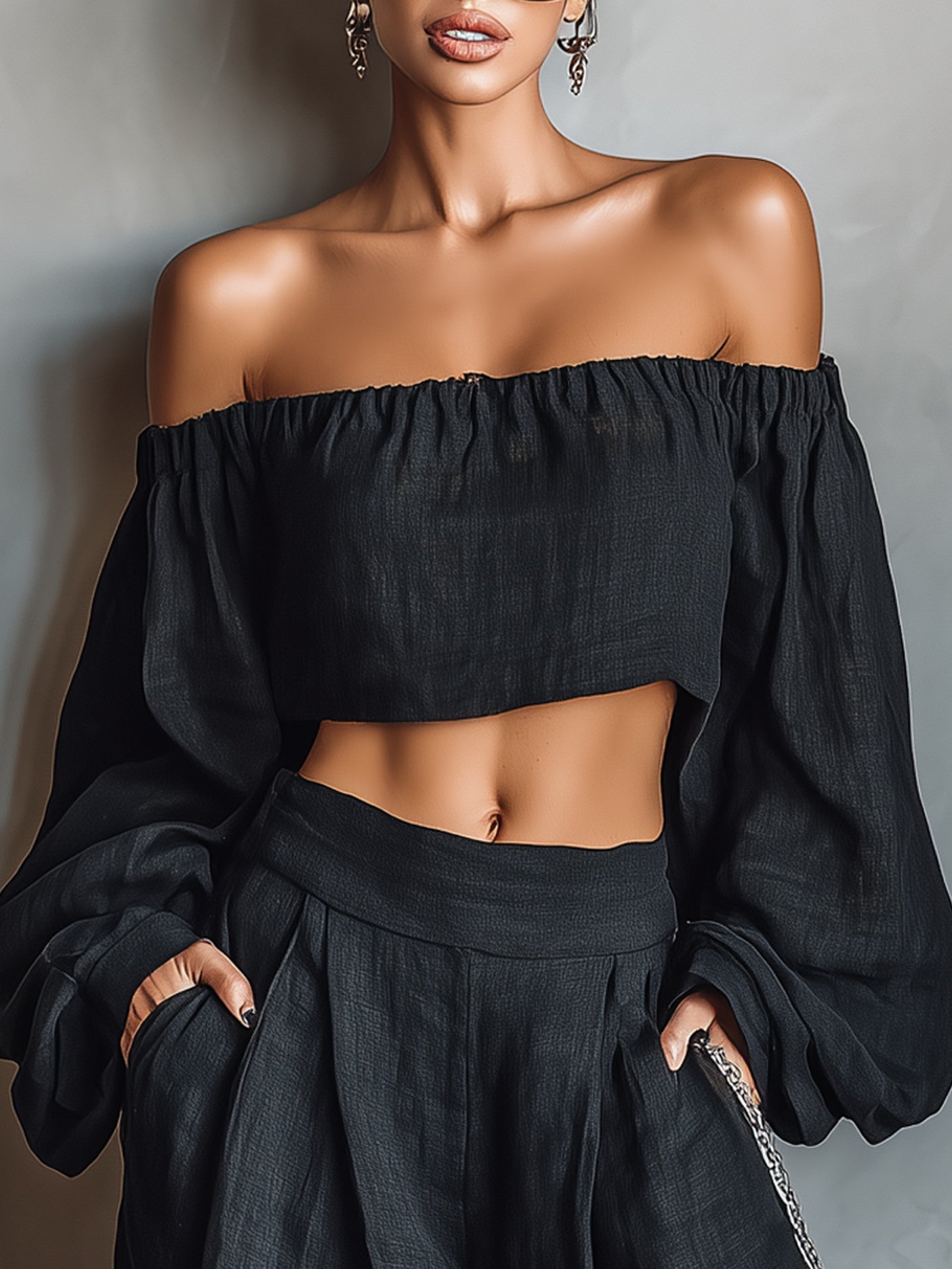 Off-Shoulder Set "Svenja" – Met Wijde Broek
