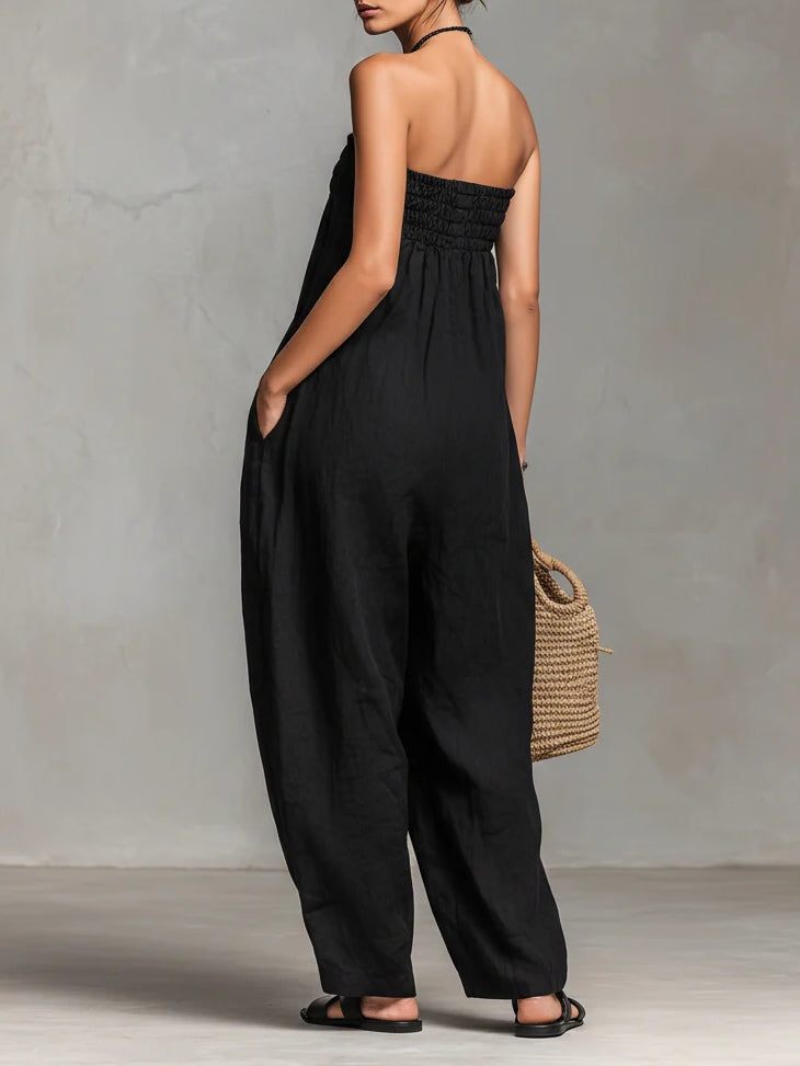 Combinaison Bustier "Paulina" – Noire à Nœud