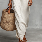 Off-Shoulder Maxikleed "Mia" – Wit met Vleermuismouwen