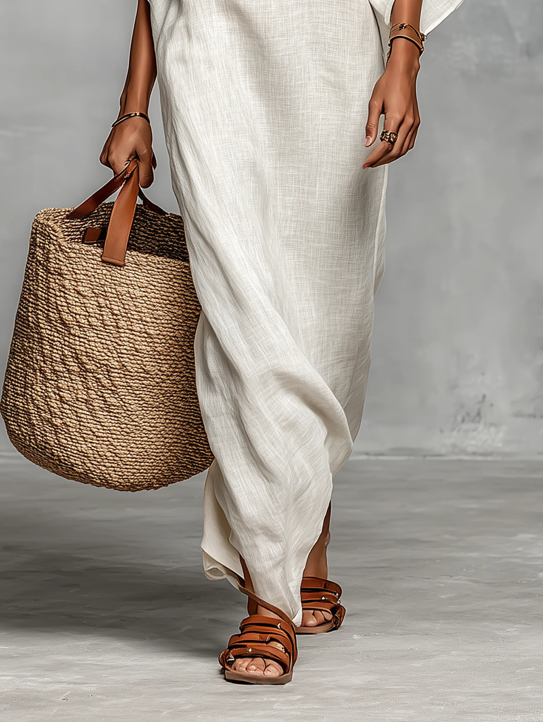 Off-Shoulder Maxikleed "Mia" – Wit met Vleermuismouwen