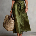 Ensemble Deux Pièces "Emma" – Haut Noir & Jupe Midi Vert Olive