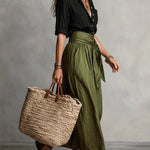 Ensemble Deux Pièces "Emma" – Haut Noir & Jupe Midi Vert Olive