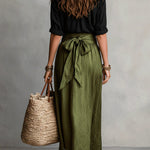 Ensemble Deux Pièces "Emma" – Haut Noir & Jupe Midi Vert Olive