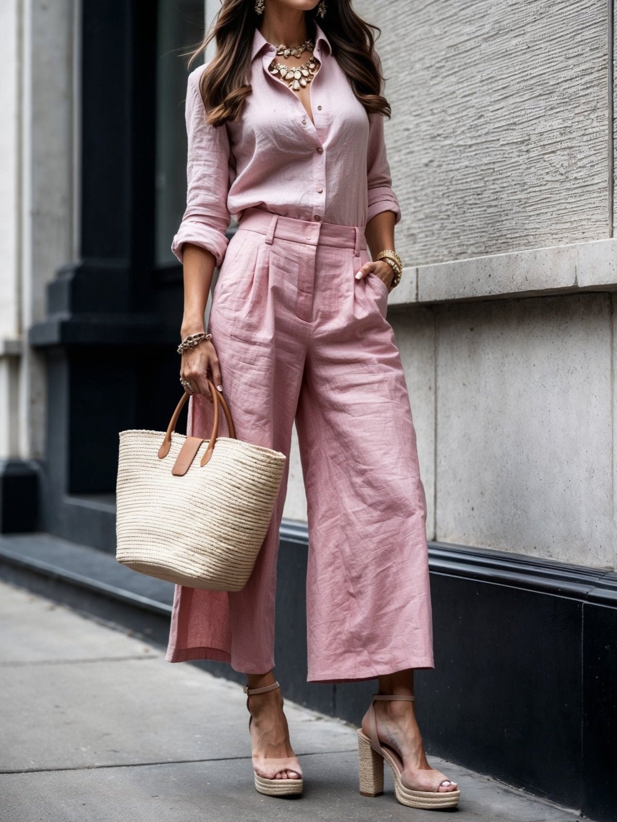 Ensemble "Isadora" – Casual chic en rose