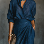 Maxikleed "Leni" – Donkerblauw met Lange Mouwen