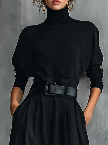 Tweedelige Set "Gisela" – Zwart met Riem