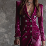 Robe Blazer "Vera" – Velours Lilas Longue