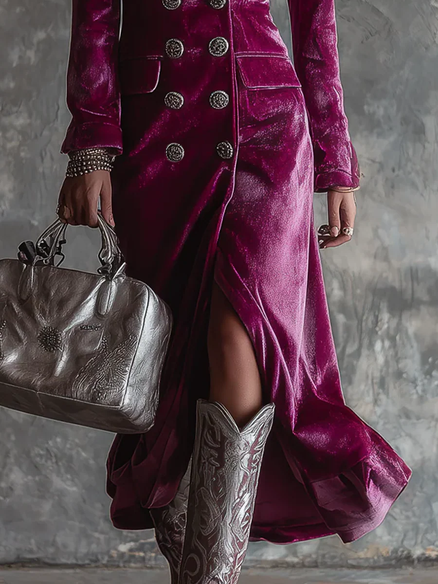 Robe Blazer "Vera" – Velours Lilas Longue