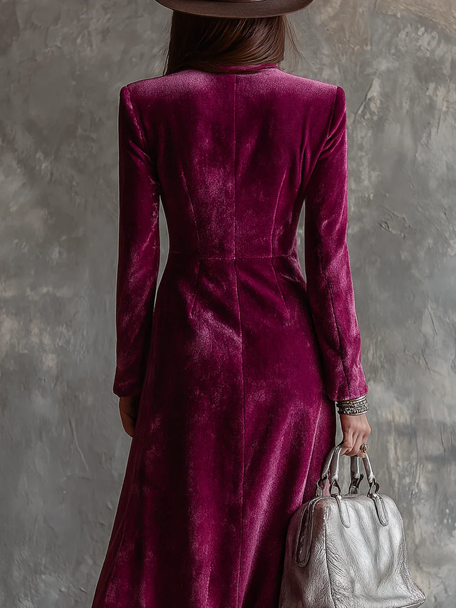 Robe Blazer "Vera" – Velours Lilas Longue