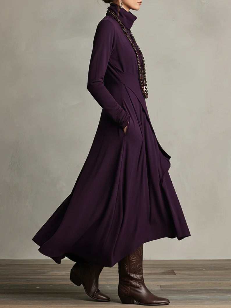 Maxi-Tuniekkleed "Laura" – Asymmetrisch Paars & Zwart