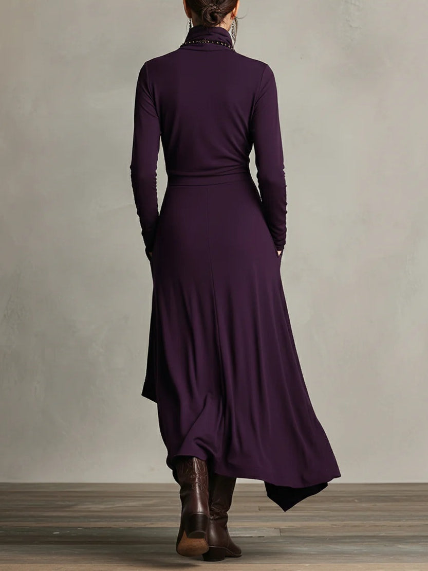 Maxi-Tuniekkleed "Laura" – Asymmetrisch Paars & Zwart