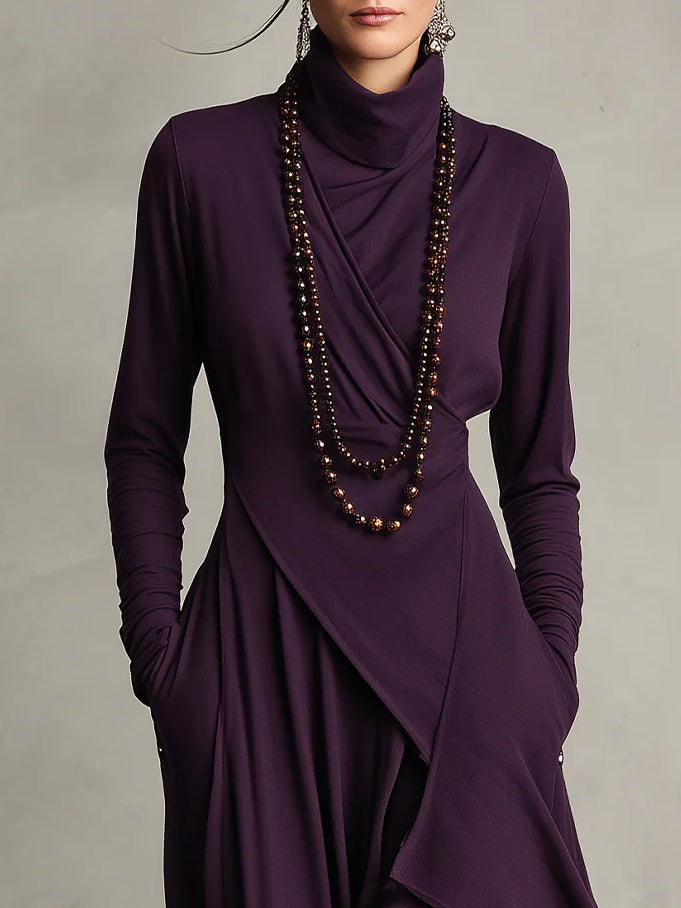 Maxi-Tuniekkleed "Laura" – Asymmetrisch Paars & Zwart