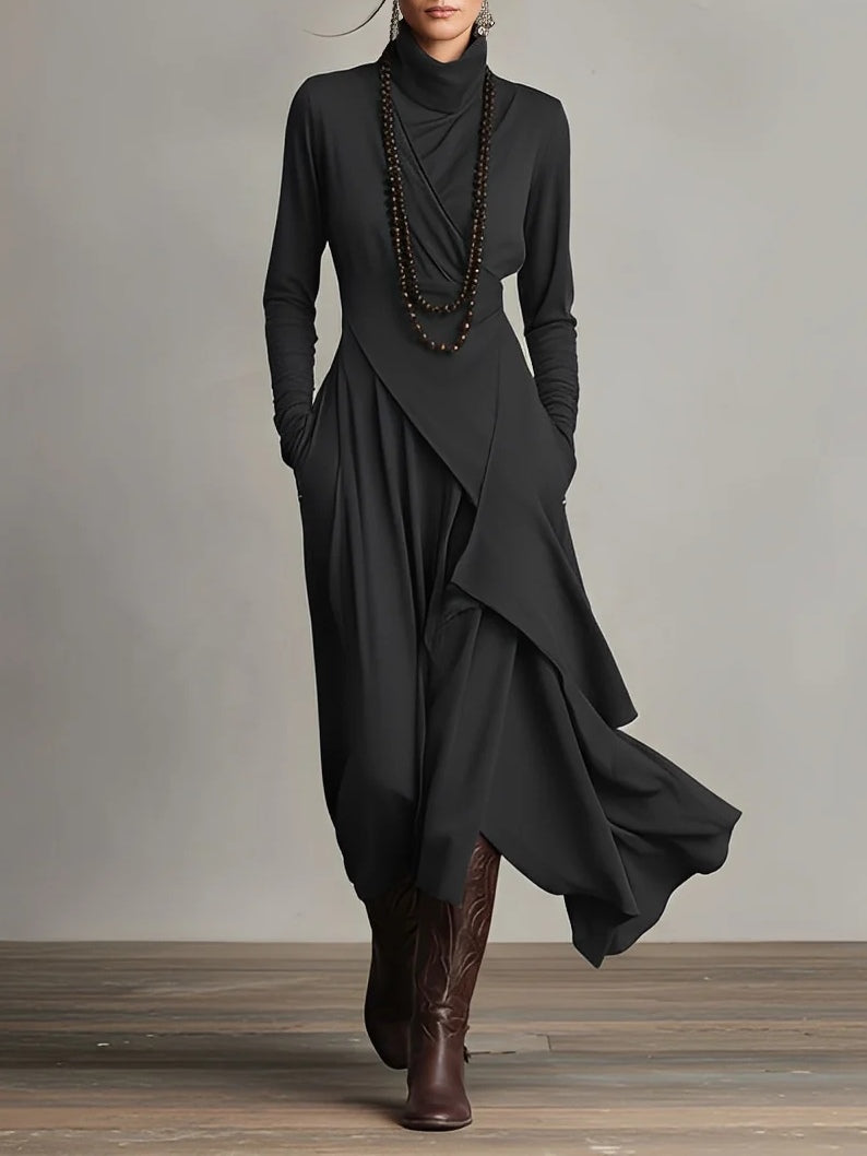 Maxi-Tuniekkleed "Laura" – Asymmetrisch Paars & Zwart