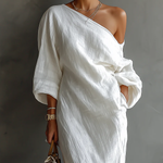 Robe Longue Asymétrique "Lina" – Blanche