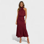 Robe en satin "Antonia" – Col montant