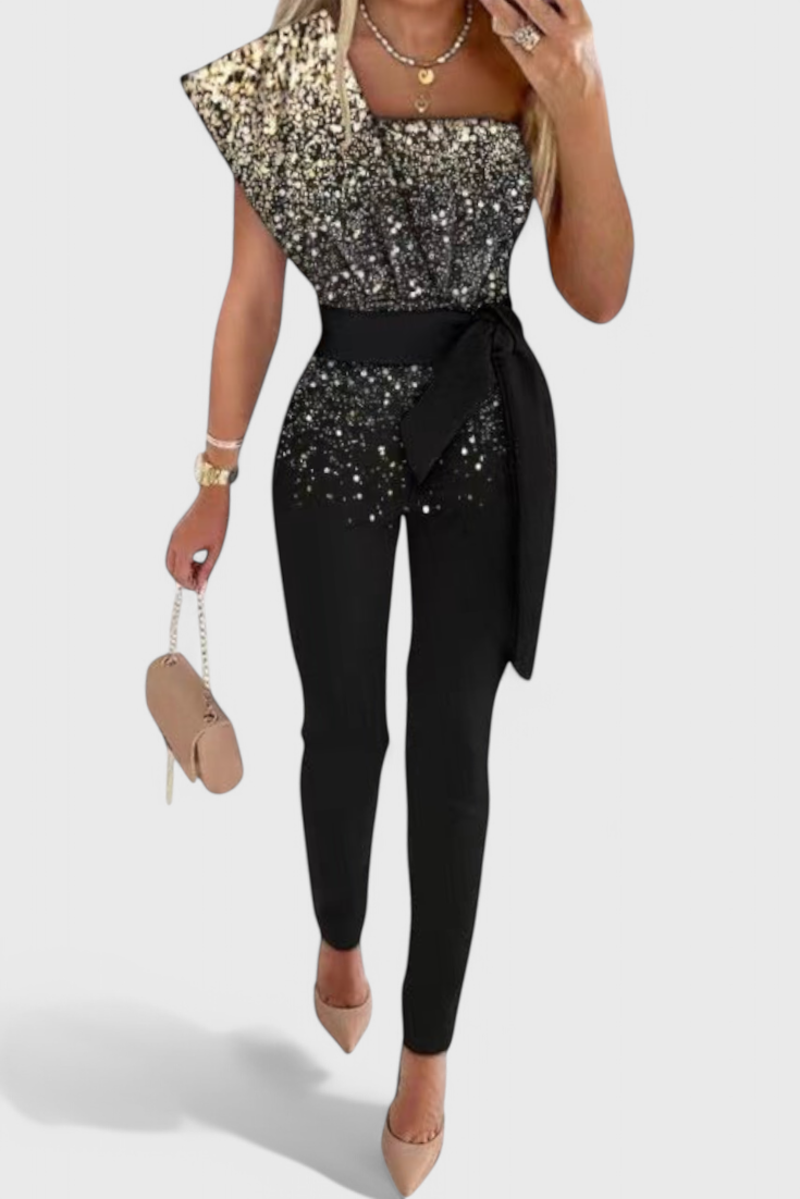 One-Shoulder Pailletten Jumpsuit "Franziska"