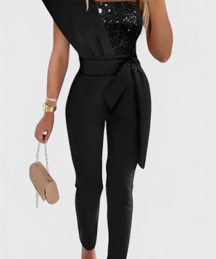 One-Shoulder Pailletten Jumpsuit "Franziska"