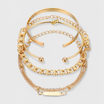 Set de bracelets – 4 chaînes métalliques dorées