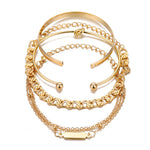 Set de bracelets – 4 chaînes métalliques dorées