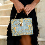 Sac "Stefanie" – Acrylique à fleurs dorées