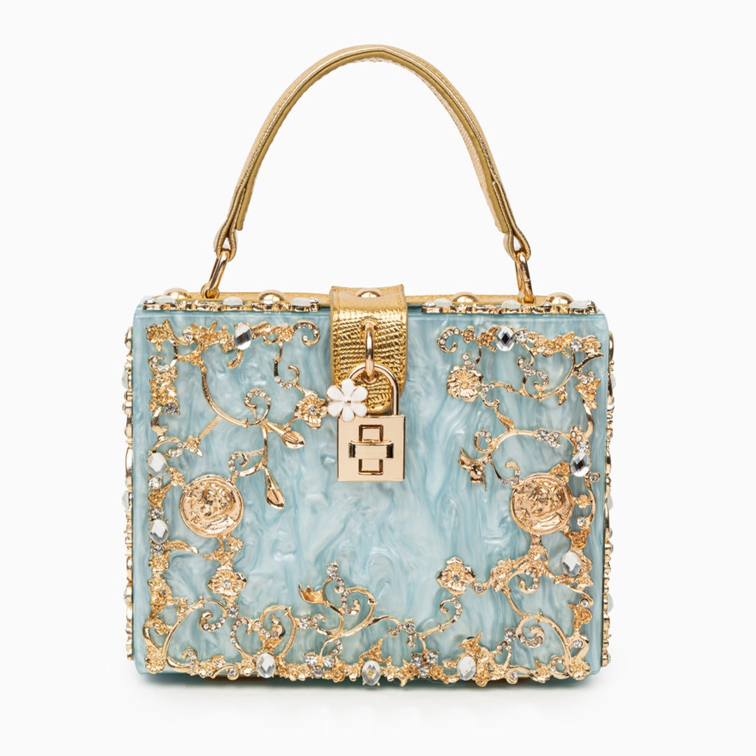 Sac "Stefanie" – Acrylique à fleurs dorées