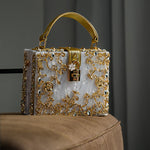 Sac "Stefanie" – Acrylique à fleurs dorées