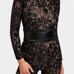 Combinaison en dentelle "Rosalie" – Paillettes & ceinture corset