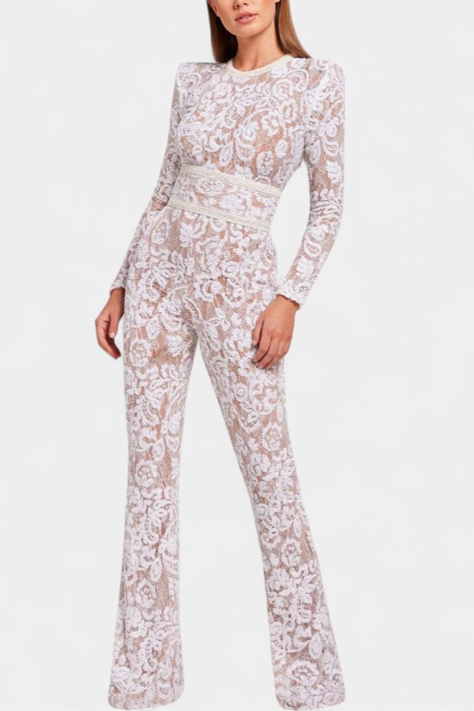 Combinaison en dentelle "Rosalie" – Paillettes & ceinture corset
