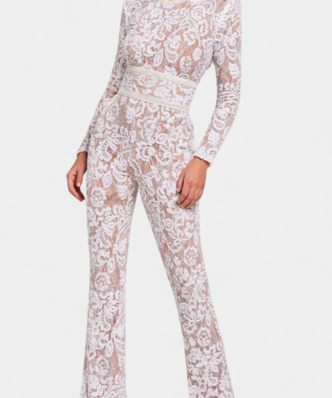 Combinaison en dentelle "Rosalie" – Paillettes & ceinture corset