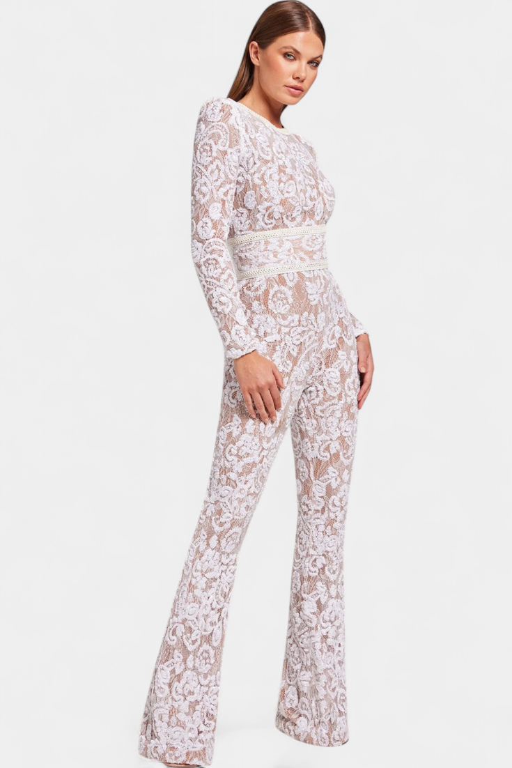 Combinaison en dentelle "Rosalie" – Paillettes & ceinture corset