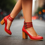 Hakschoenen "Sofia" – Blokhak & Drie Bandjes