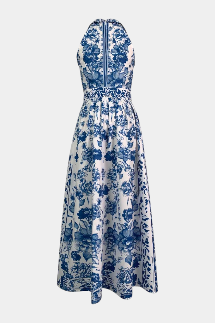 Bloemenkleed "Amelie" – Blauw & Wit Porselein