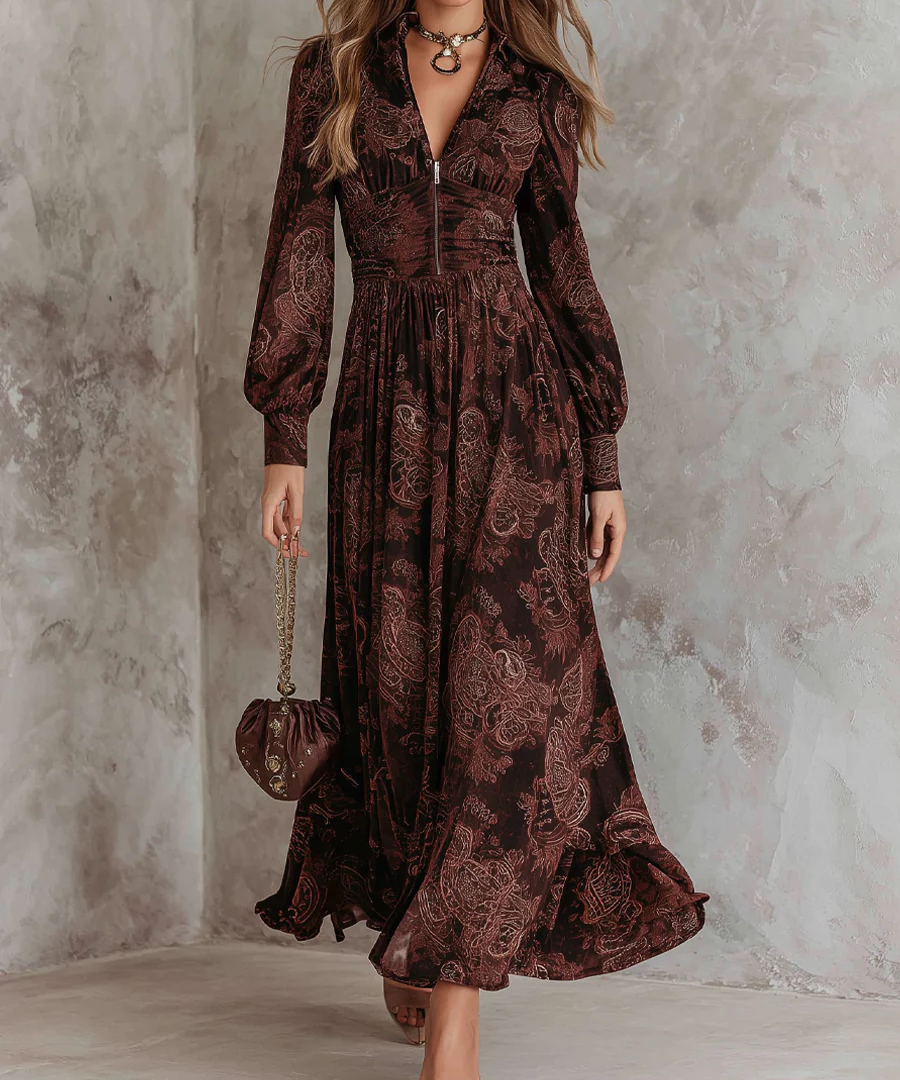 Maxikleed "Renate" – Paisley met Taille