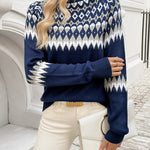 Trui "Ella" – Geometrisch Blauw