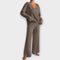 Ensemble côtelé "Catarina" – Col V & pantalon ample