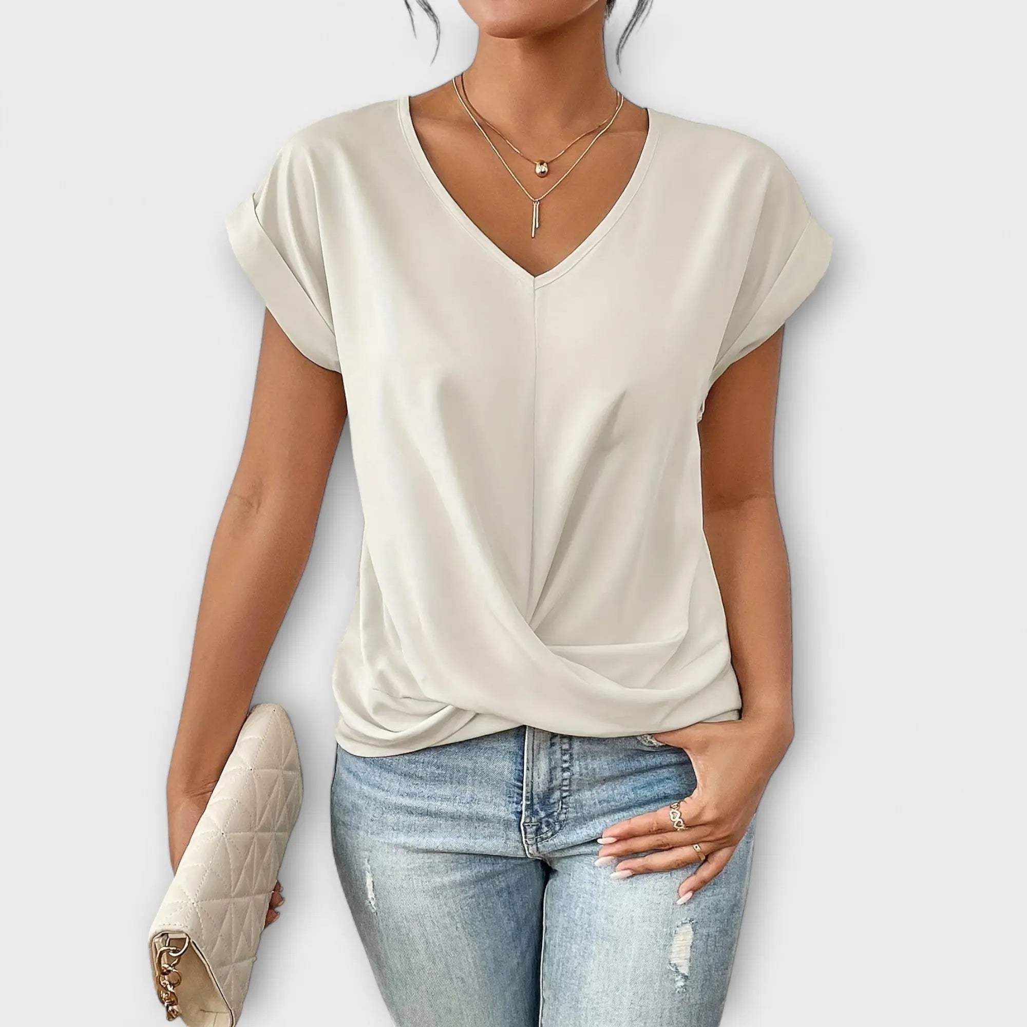 Top "Christina" – Col en V à Boutons