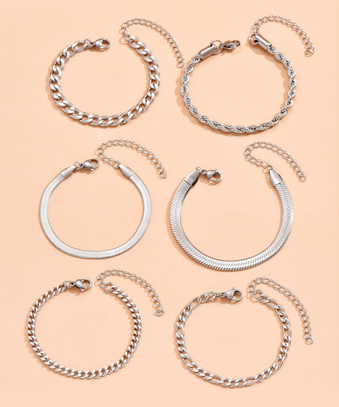 Set de bracelets – 6 bracelets maille cubaine