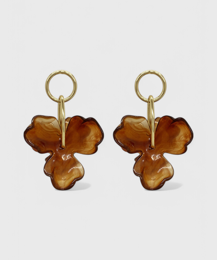 Boucles d'oreilles – Fleur en acrylique brune