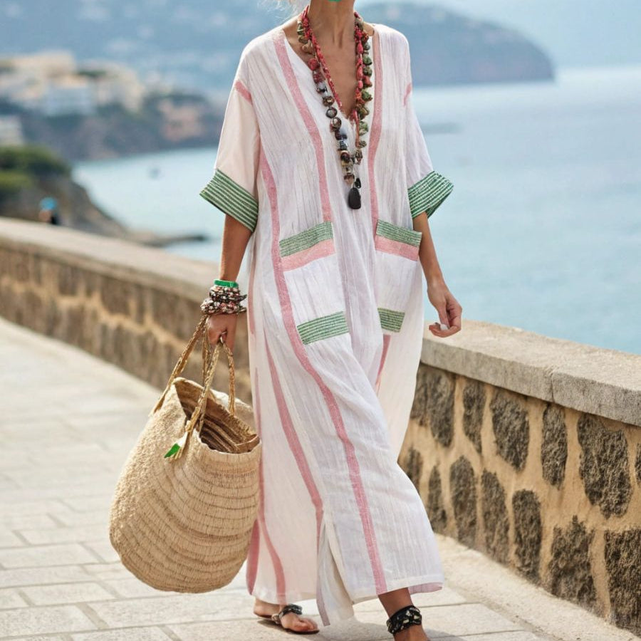 Robe Caftan "Regina" – Jardin en bord de mer