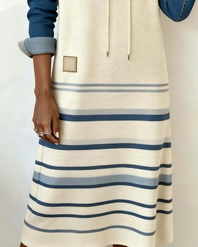 Robe Sweat à Capuche "Maja" – Rayures & Colorblock