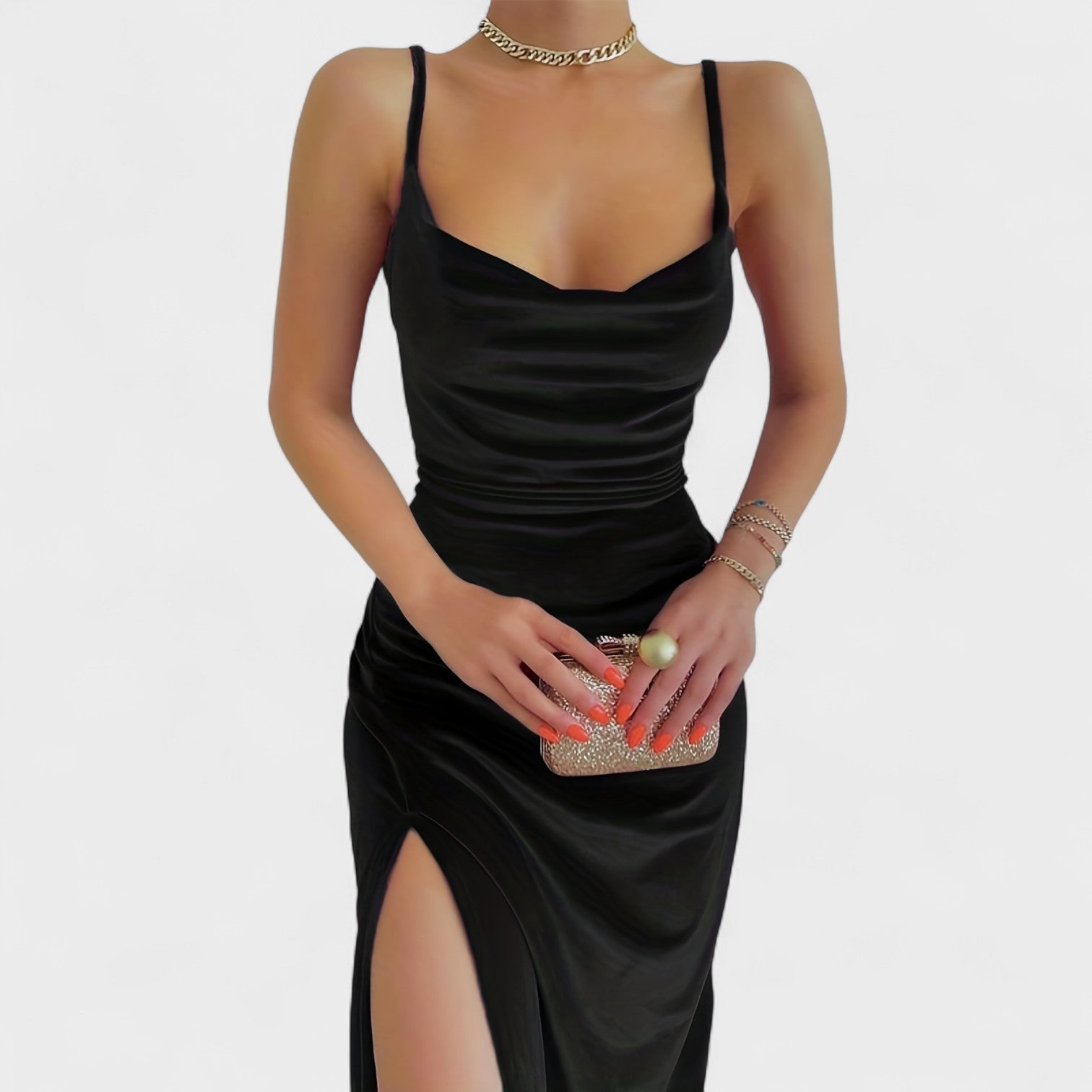 Robe en velours "Mia" – Fendue