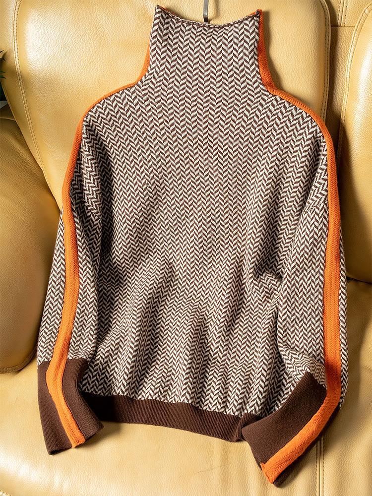 Pull "Ella" – Col montant à rayures contrastées