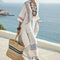 Robe Caftan "Petra" – Bleu & Ambre