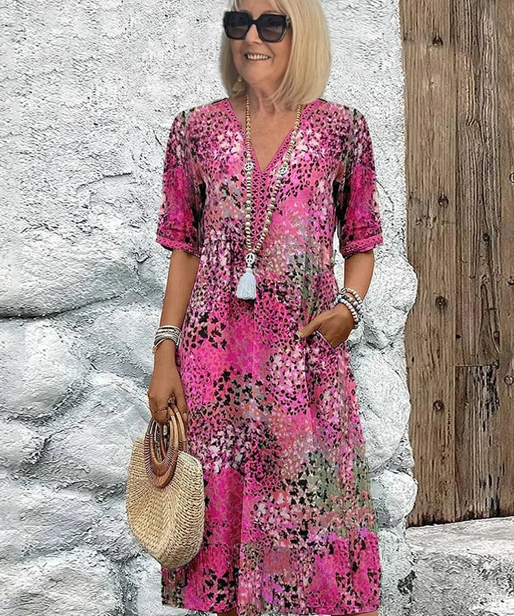 Robe Midi "Lina" – Légère à Col en V