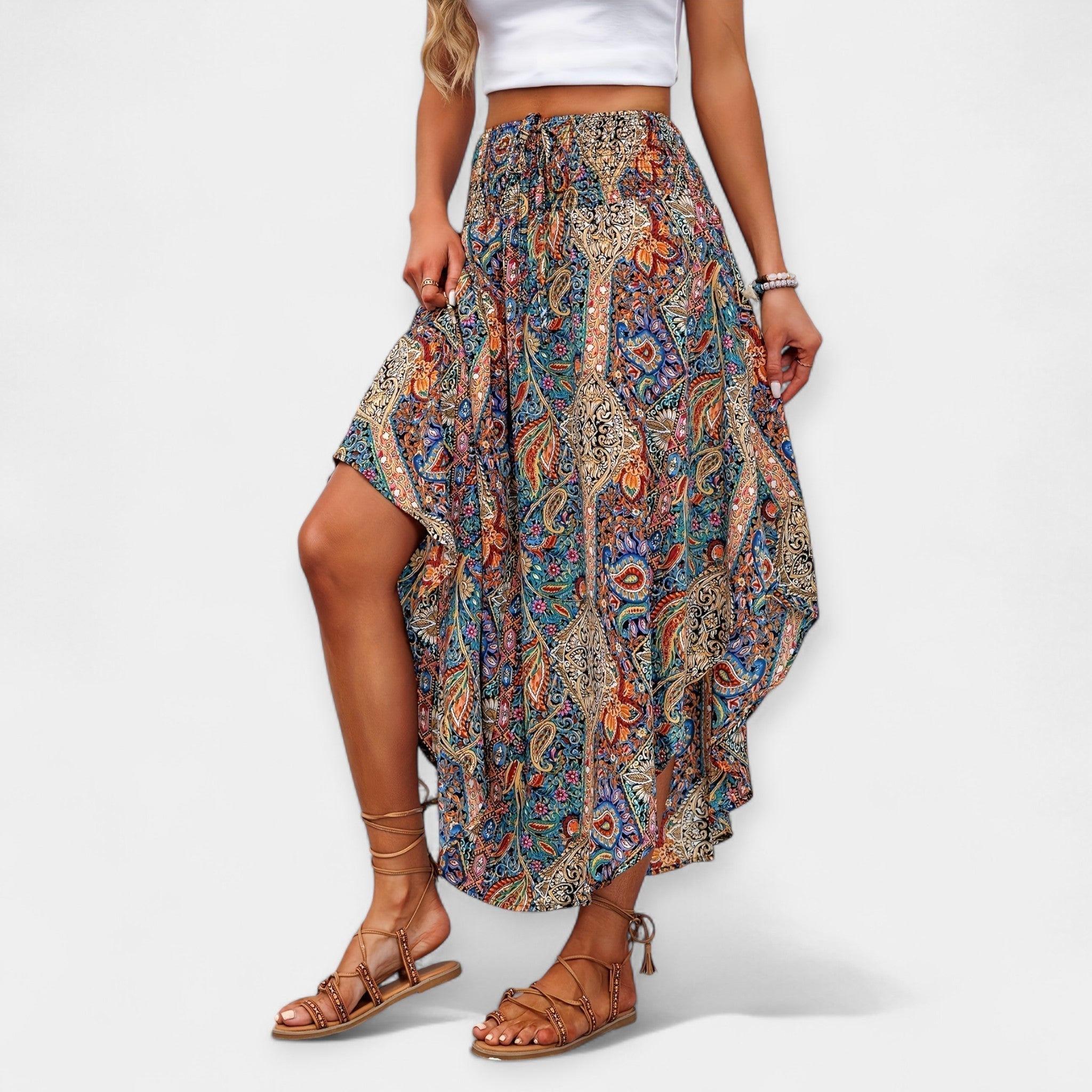 Midirok met Bloemenprint – Hoge Taille